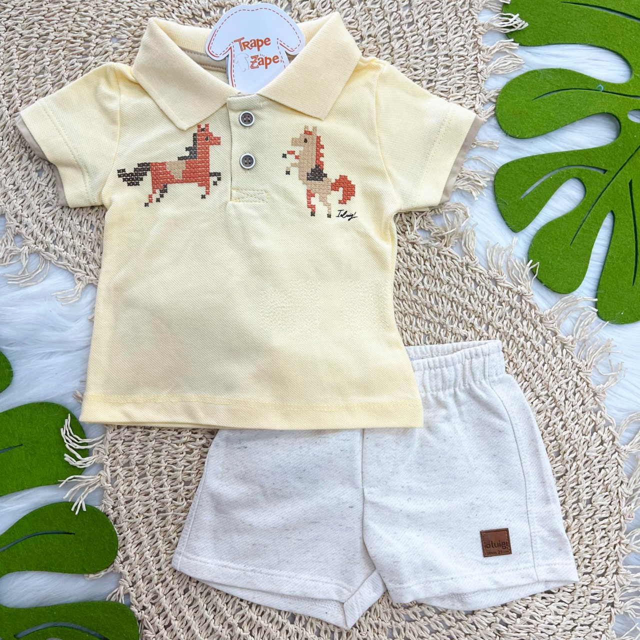 Conj Polo Cavalinhos Amarelo